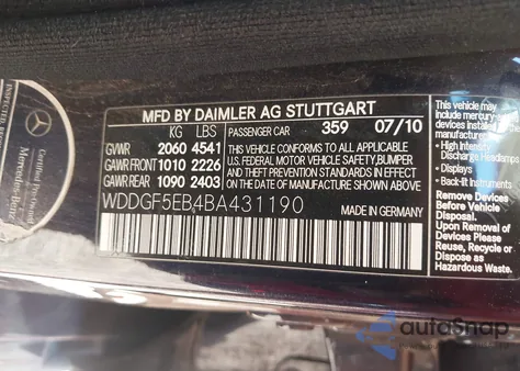 2011 Mercedes-Benz C 300 Sport from USA, damaged, VIN WDDGF5EB4BA431190